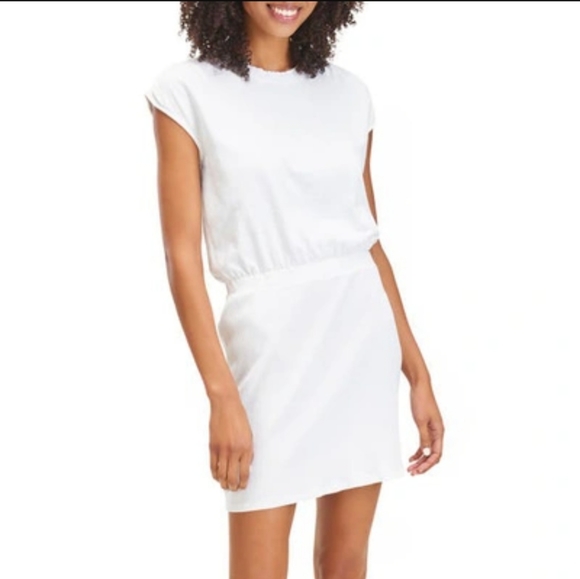 Splendid white knit cotton short seleeves blouson mini dress size medium - Picture 1 of 16